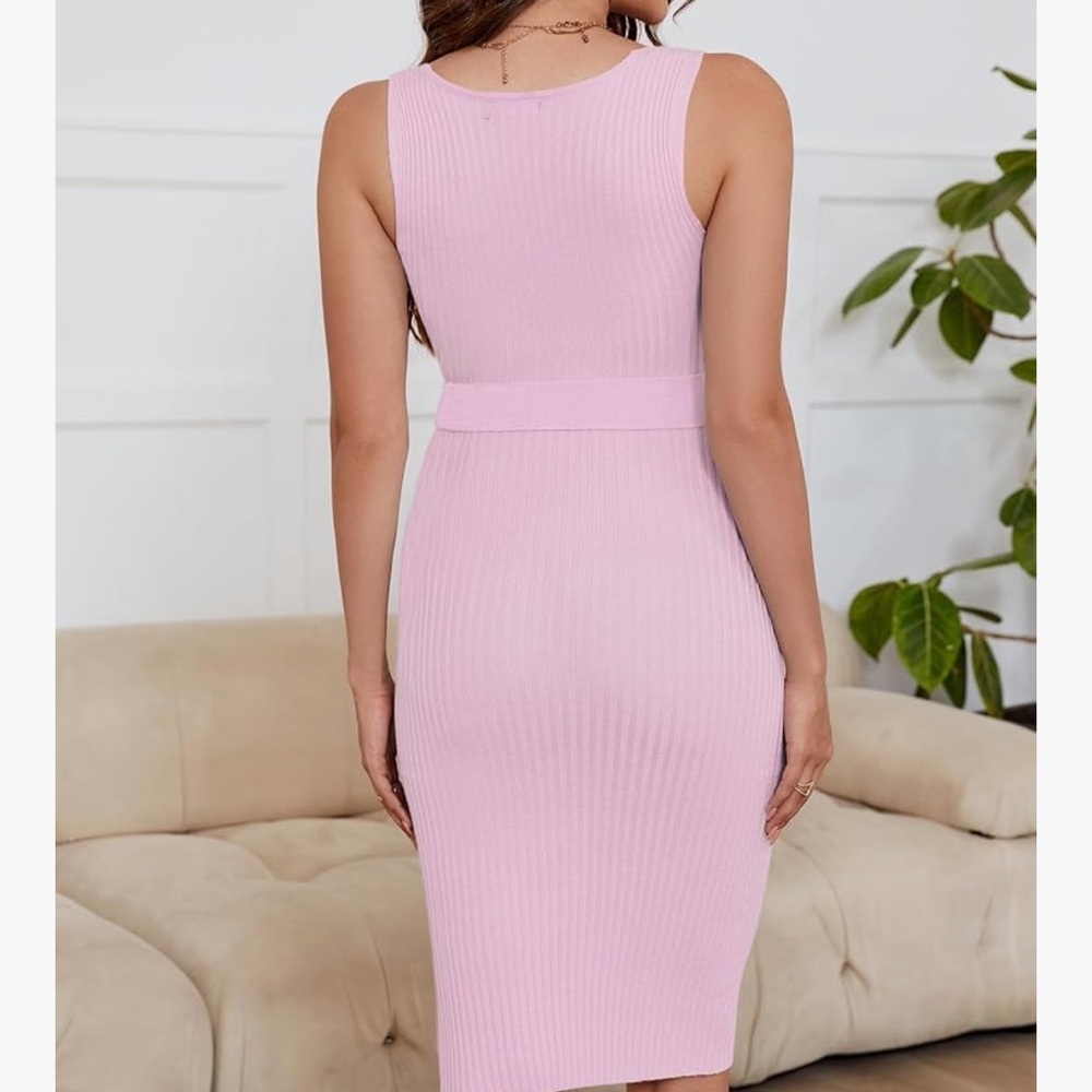 Elegant Pink Midi Dress - Picture 2 of 8